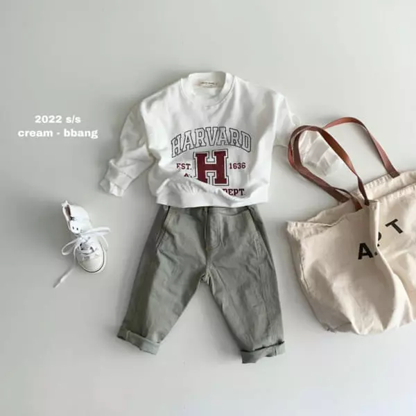 Cream Bbang - Korean Children Fashion - #minifashionista - Stitch Cotton Baggy Pants - 2