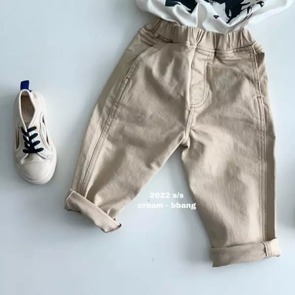 Cream Bbang - Korean Children Fashion - #prettylittlegirls - Stitch Cotton Baggy Pants - 3