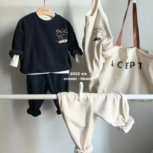 Cream Bbang - Korean Children Fashion - #toddlerclothing - Lover Terry Top Bottom Set - 11