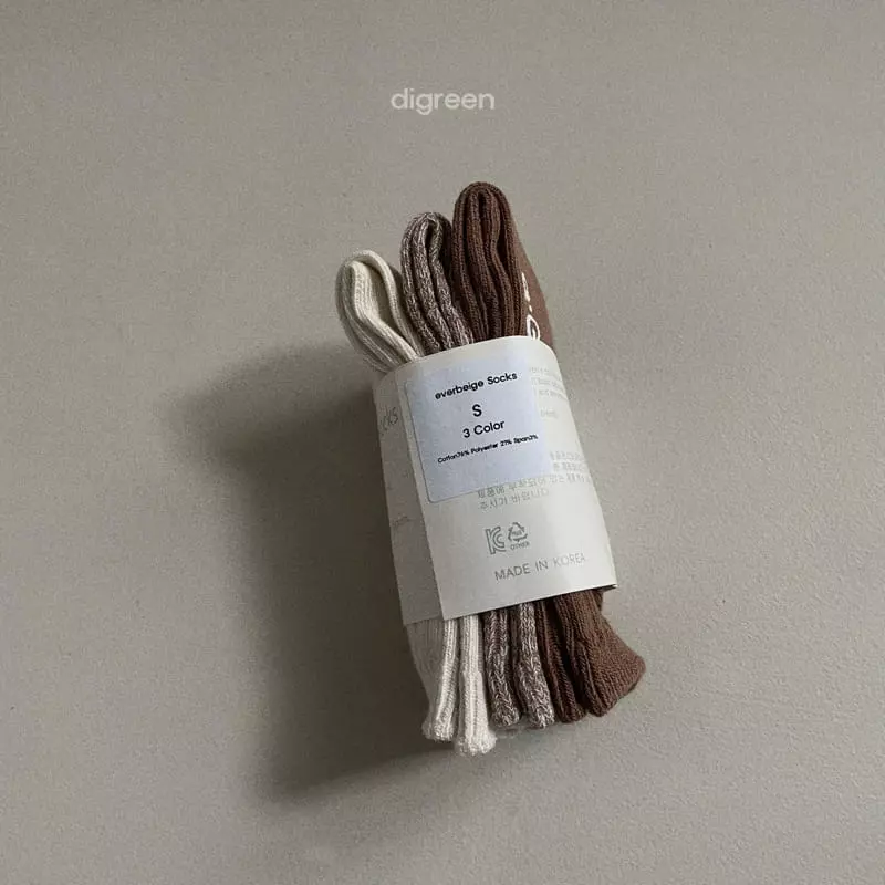 Digreen - Korean Children Fashion - #Kfashion4kids - Ever Beige Socks [set of 3] - 9