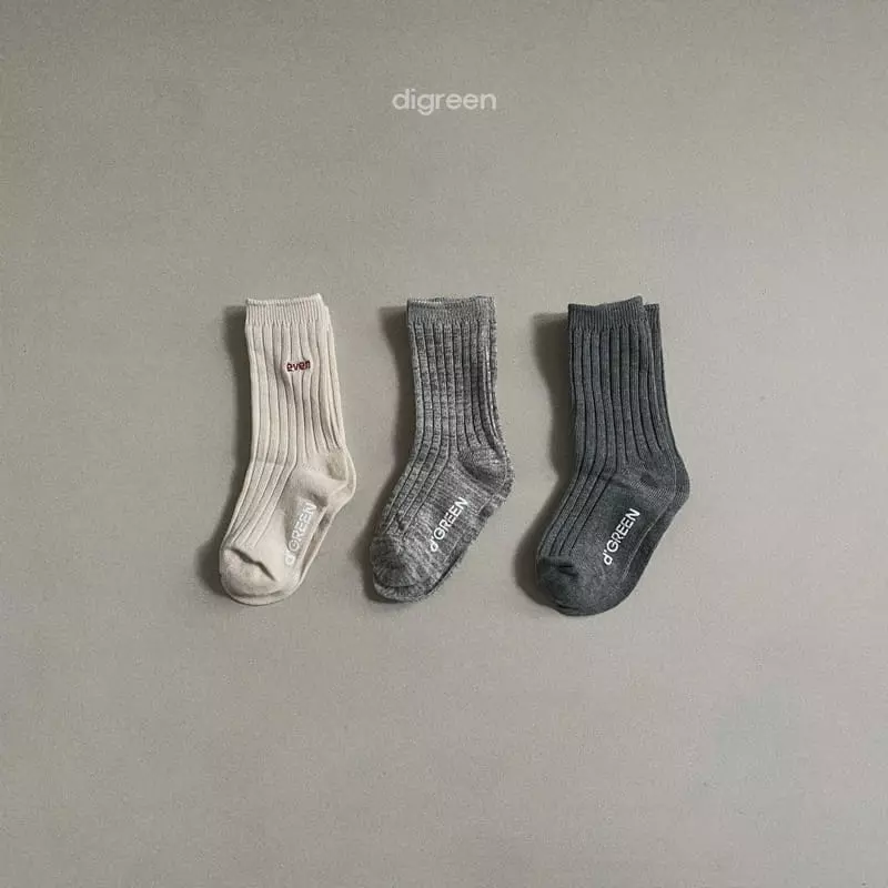 Digreen - Korean Children Fashion - #Kfashion4kids - Ever Gray Socks [set of 3] - 8