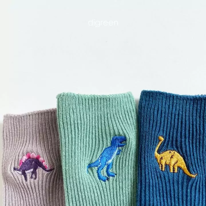 Digreen - Korean Children Fashion - #Kfashion4kids - Dino Socks [set of 3] - 2