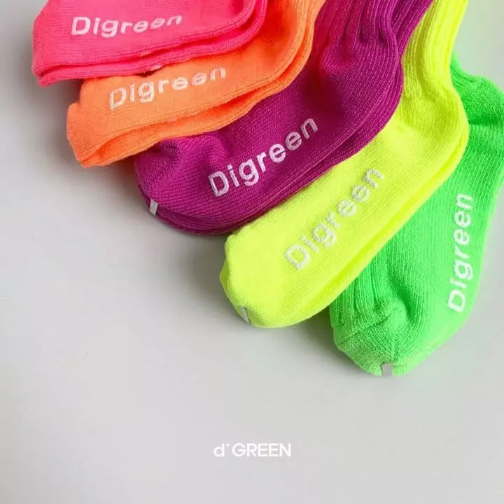 Digreen - Korean Children Fashion - #Kfashion4kids - Neon Socks [set of 5] - 12