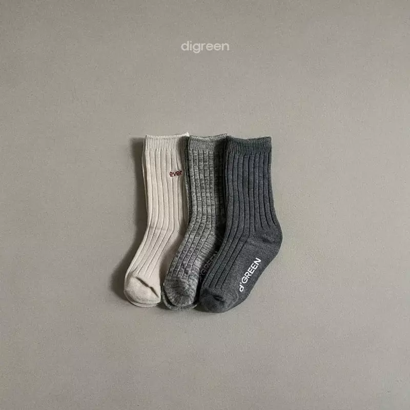 Digreen - Korean Children Fashion - #childrensboutique - Ever Gray Socks [set of 3]