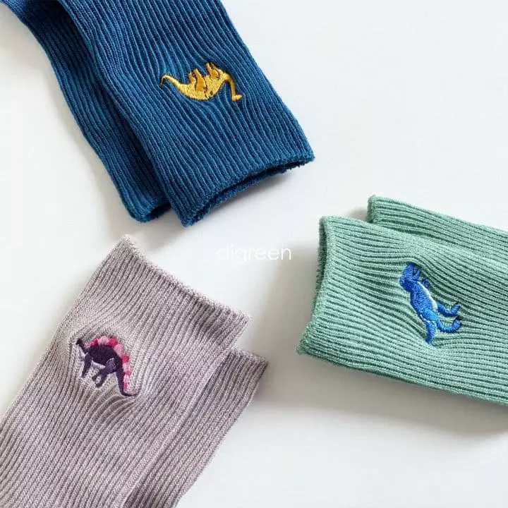 Digreen - Korean Children Fashion - #childrensboutique - Dino Socks [set of 3] - 11