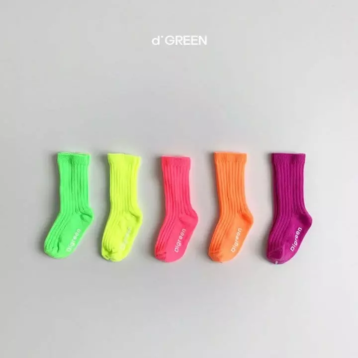 Digreen - Korean Children Fashion - #childrensboutique - Neon Socks [set of 5] - 5