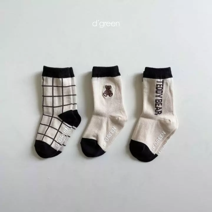 Digreen - Korean Children Fashion - #fashionkids - Teddu Series Socks [set of 3]