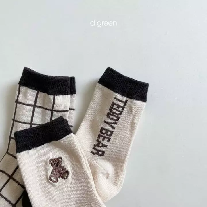 Digreen - Korean Children Fashion - #kidsshorts - Teddu Series Socks [set of 3] - 2
