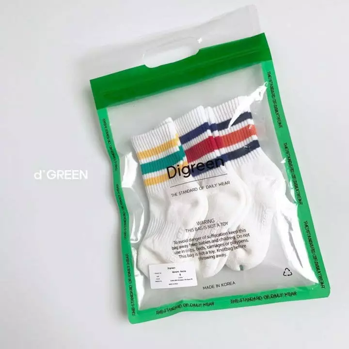 Digreen - Korean Children Fashion - #kidsshorts - Monami Socks [set of 3] - 11