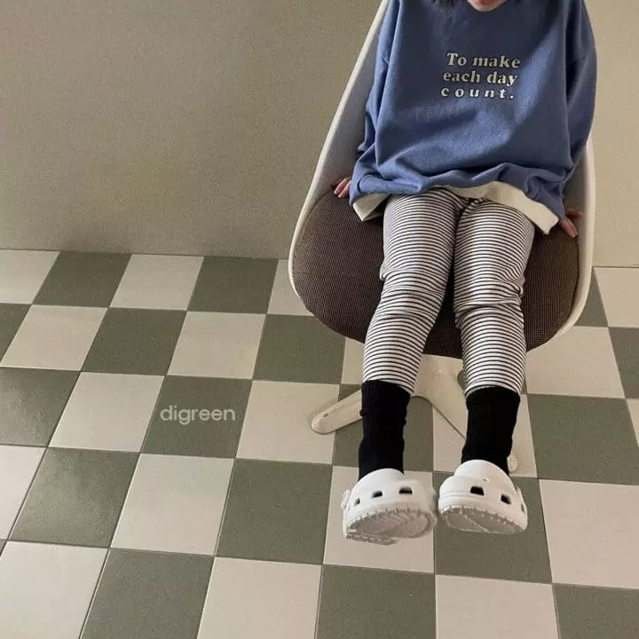 Digreen - Korean Children Fashion - #kidsshorts - Stripes Leggings - 6