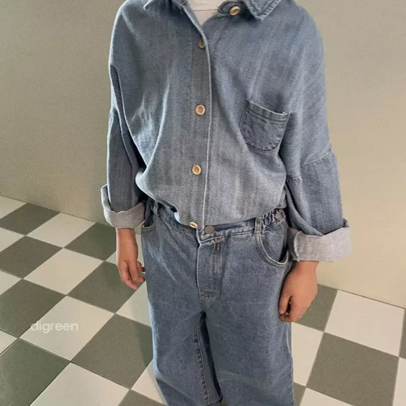 Digreen - Korean Children Fashion - #kidsshorts - Denim Shirt - 5