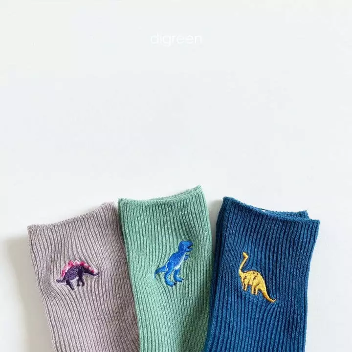 Digreen - Korean Children Fashion - #kidzfashiontrend - Dino Socks [set of 3]