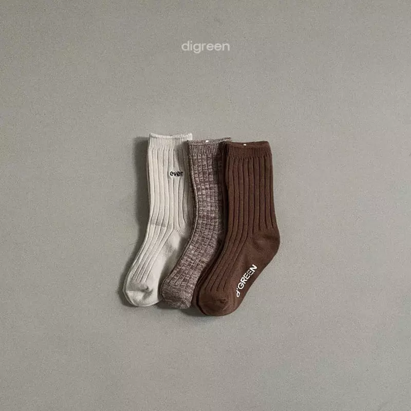 Digreen - Korean Children Fashion - #littlefashionista - Ever Beige Socks [set of 3] - 10