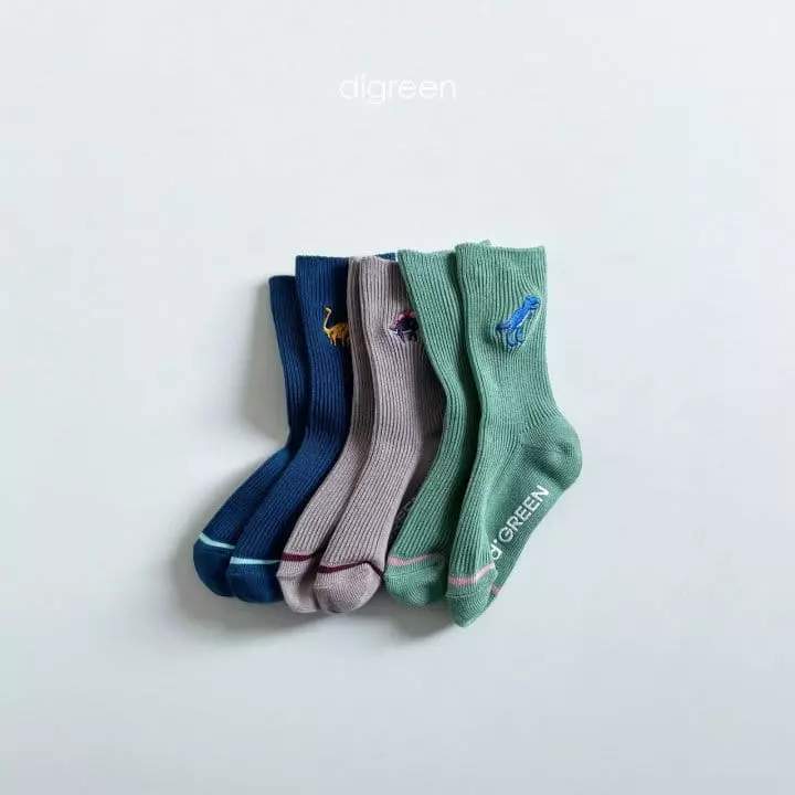 Digreen - Korean Children Fashion - #littlefashionista - Dino Socks [set of 3] - 3