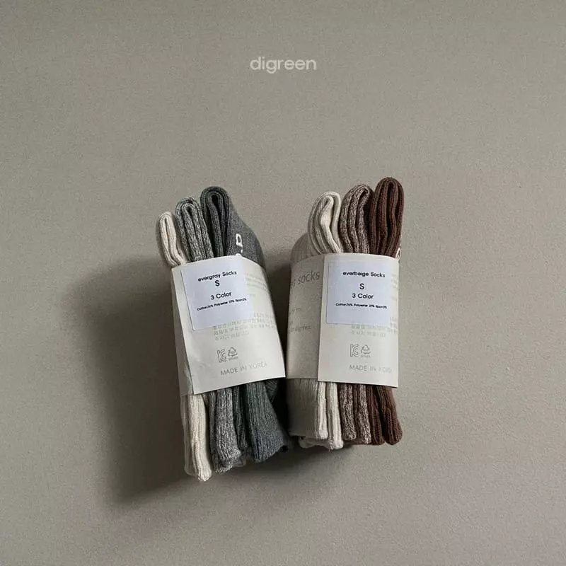 Digreen - Korean Children Fashion - #magicofchildhood - Ever Beige Socks [set of 3] - 11