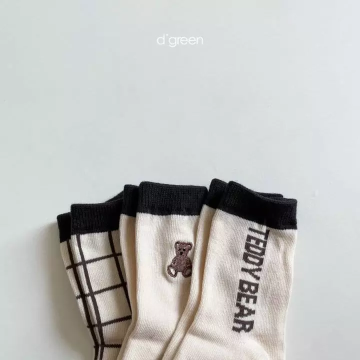 Digreen - Korean Children Fashion - #minifashionista - Teddu Series Socks [set of 3] - 8