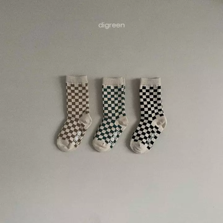 Digreen - Korean Children Fashion - #toddlerclothing - Checker Board Socks [set of 3] - 12