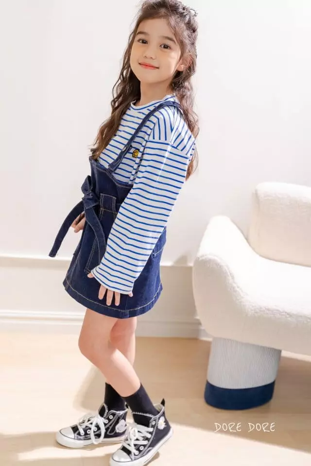Dore Dore - Korean Children Fashion - #Kfashion4kids - Ribbon Dungarees Mini One-piece