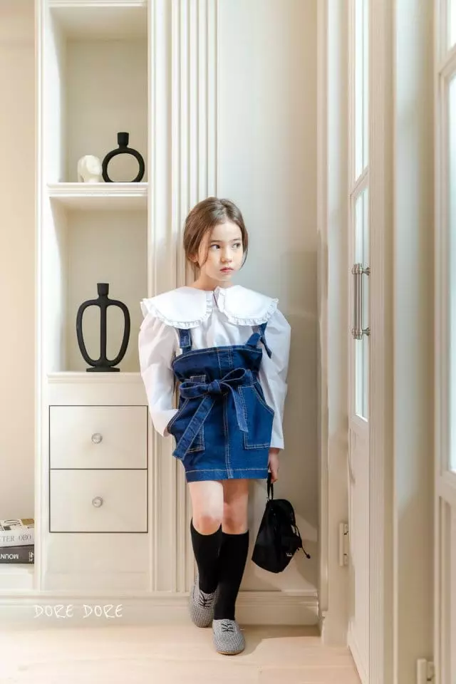 Dore Dore - Korean Children Fashion - #childofig - Ribbon Dungarees Mini One-piece - 9