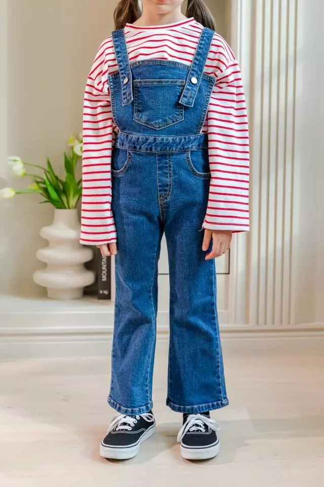 Dore Dore - Korean Children Fashion - #childrensboutique - Falling Dungarees Jeans - 8