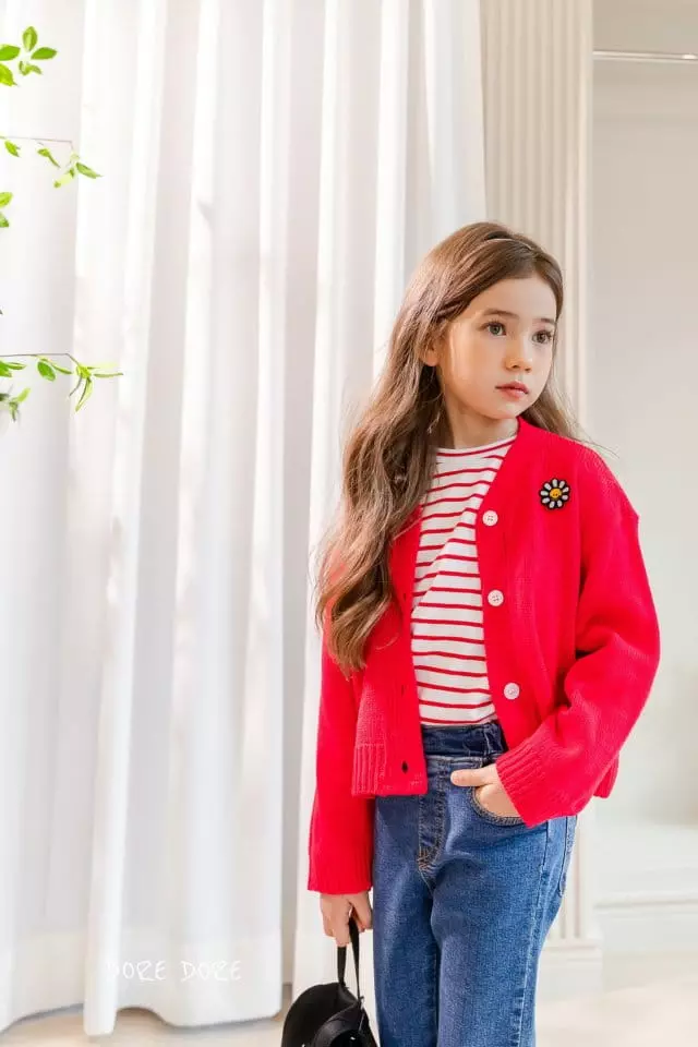 Dore Dore - Korean Children Fashion - #childrensboutique - Flower Wapean Knit Cardigan - 2