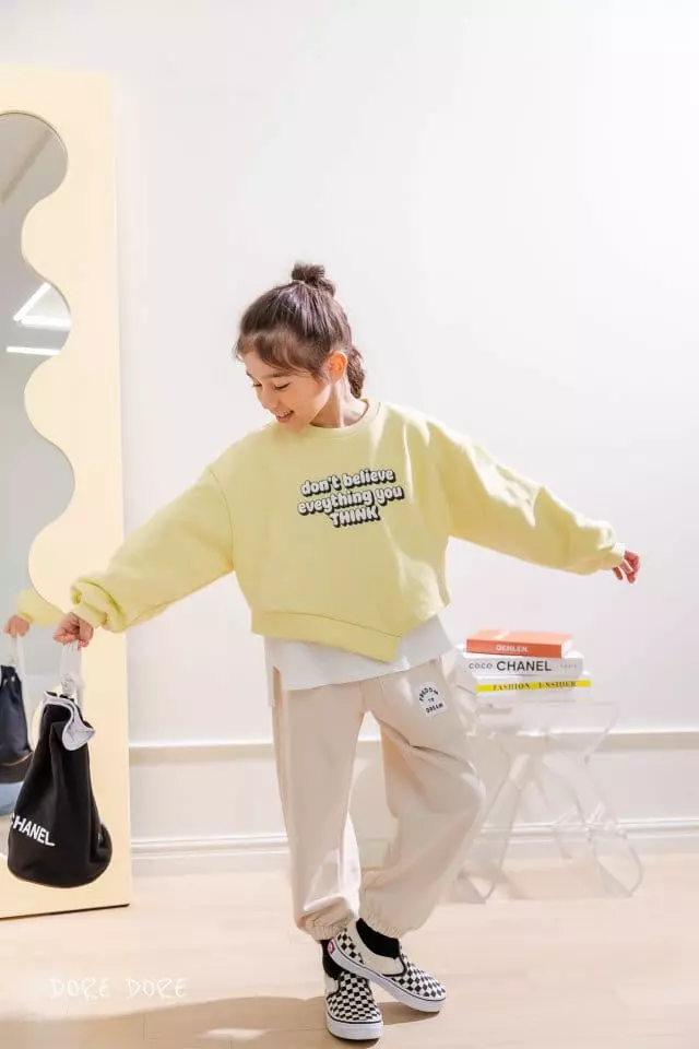 Dore Dore - Korean Children Fashion - #discoveringself - Unbalance Crop Sweatshirt - 3