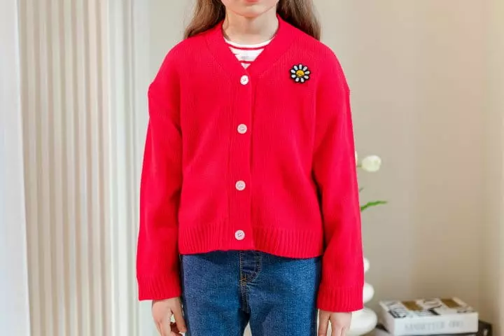 Dore Dore - Korean Children Fashion - #fashionkids - Flower Wapean Knit Cardigan - 5