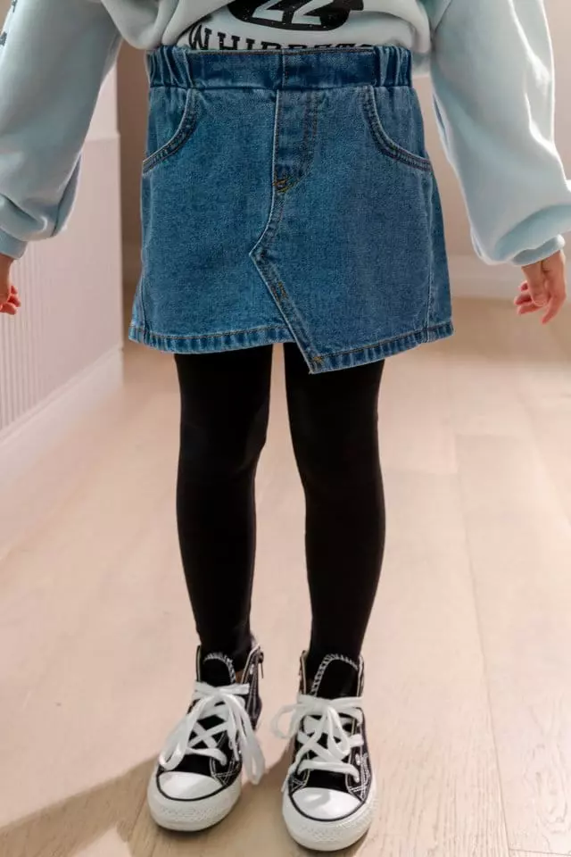 Dore Dore - Korean Children Fashion - #kidsshorts - Roy Denim Skirt Leggings - 9