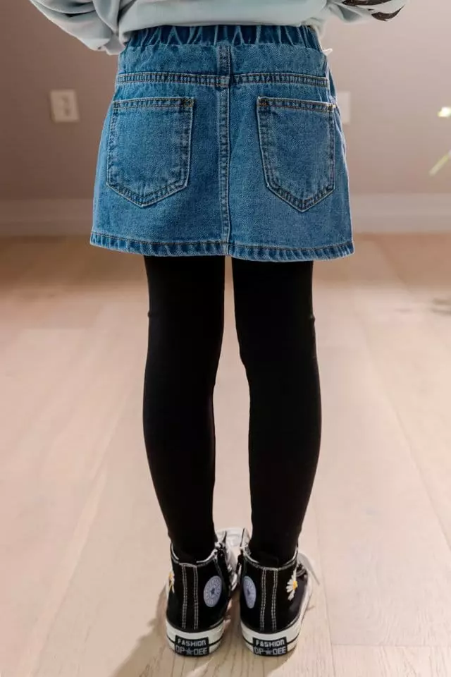 Dore Dore - Korean Children Fashion - #kidsstore - Roy Denim Skirt Leggings - 10