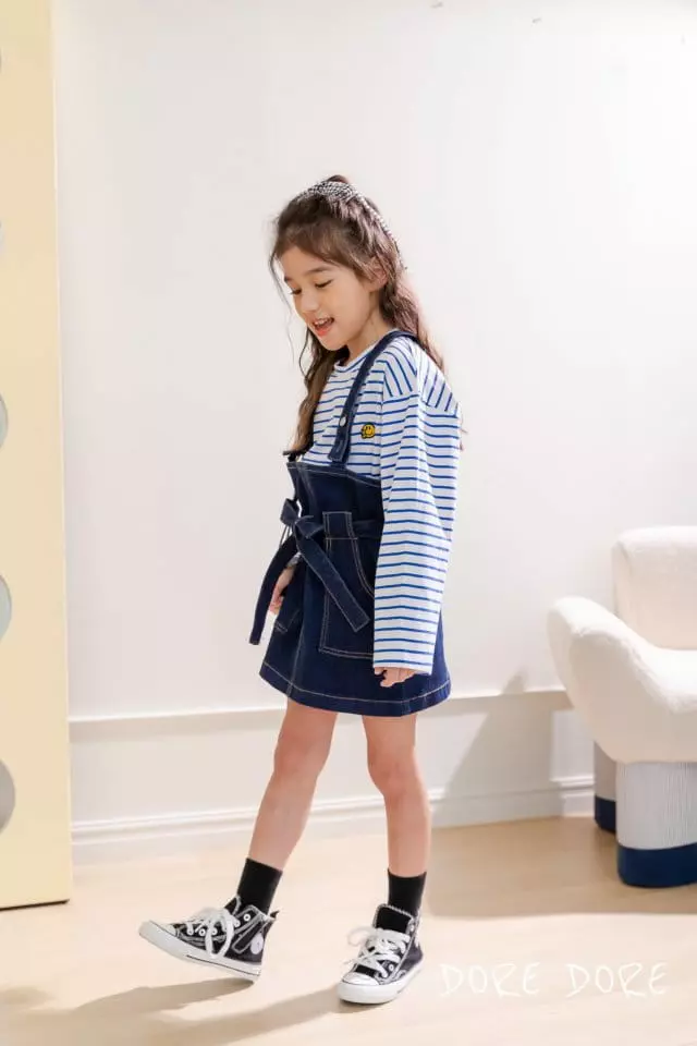 Dore Dore - Korean Children Fashion - #littlefashionista - Ribbon Dungarees Mini One-piece - 2