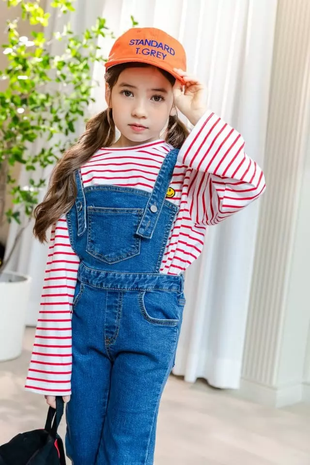 Dore Dore - Korean Children Fashion - #stylishchildhood - Falling Dungarees Jeans - 6