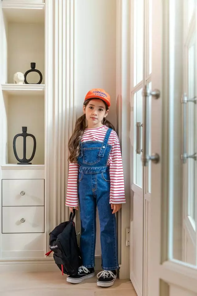 Dore Dore - Korean Children Fashion - #prettylittlegirls - Falling Dungarees Jeans - 4