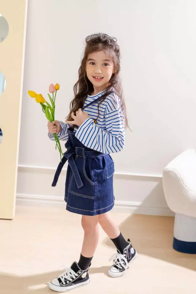 Dore Dore - Korean Children Fashion - #toddlerclothing - Ribbon Dungarees Mini One-piece - 7
