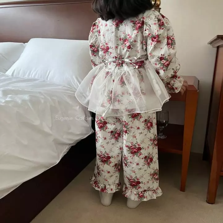 Eugenie Candies - Korean Children Fashion - #designkidswear - Flower Top Bottom Set - 2