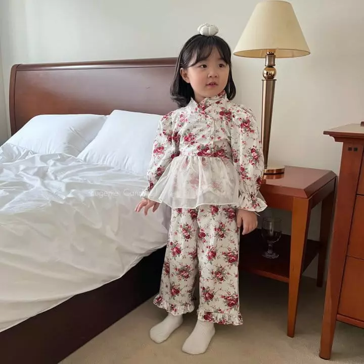 Eugenie Candies - Korean Children Fashion - #discoveringself - Flower Top Bottom Set - 3