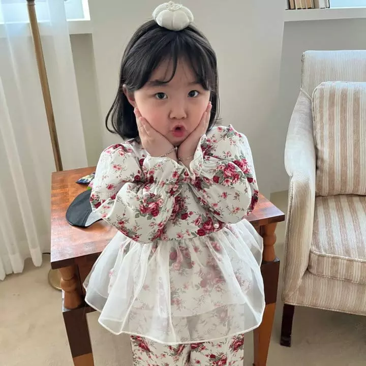 Eugenie Candies - Korean Children Fashion - #kidsstore - Flower Top Bottom Set - 6