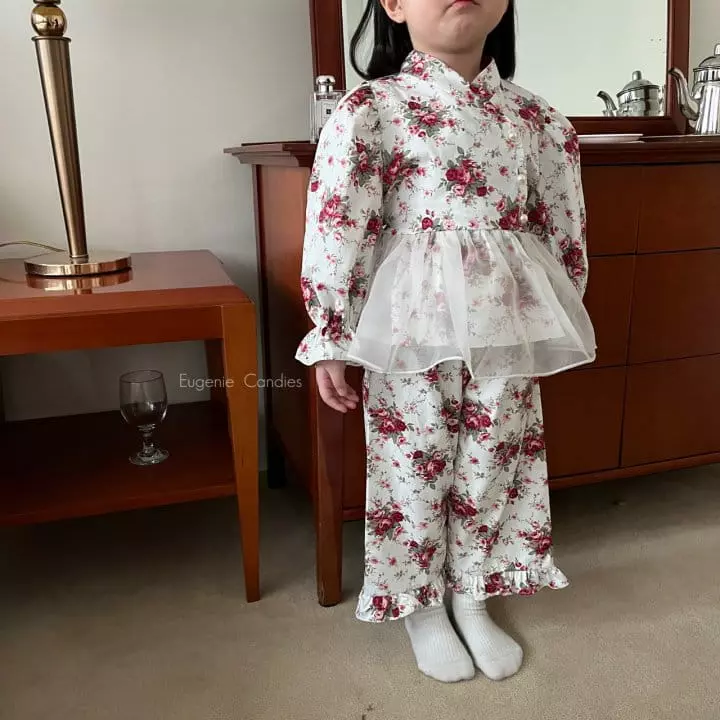 Eugenie Candies - Korean Children Fashion - #littlefashionista - Flower Top Bottom Set - 9