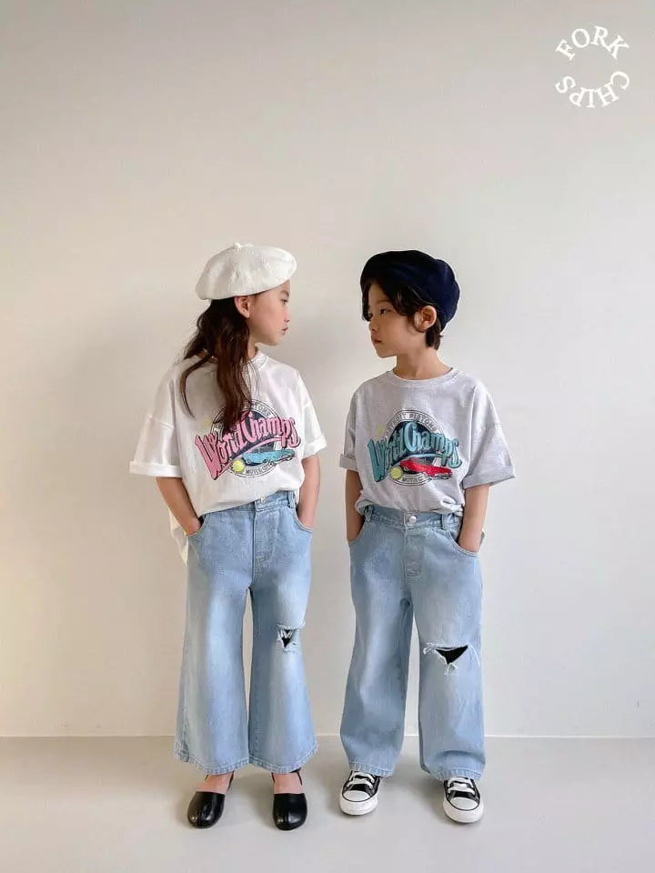 Fork Chips - Korean Children Fashion - #Kfashion4kids - World Short Sleeves Tee - 12