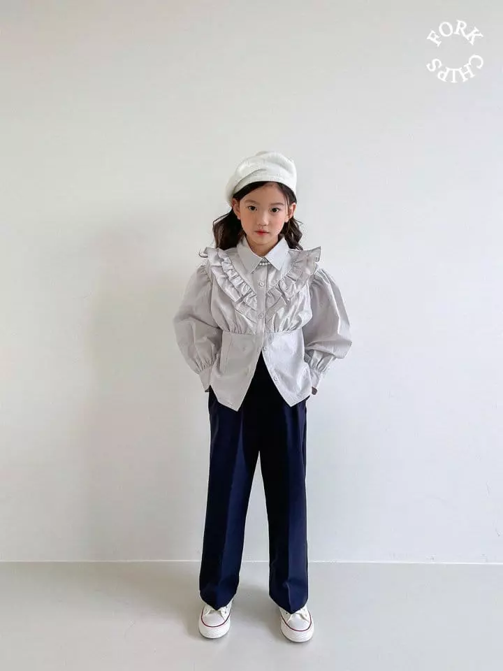 Fork Chips - Korean Children Fashion - #Kfashion4kids - Dart Frill Blouse - 9