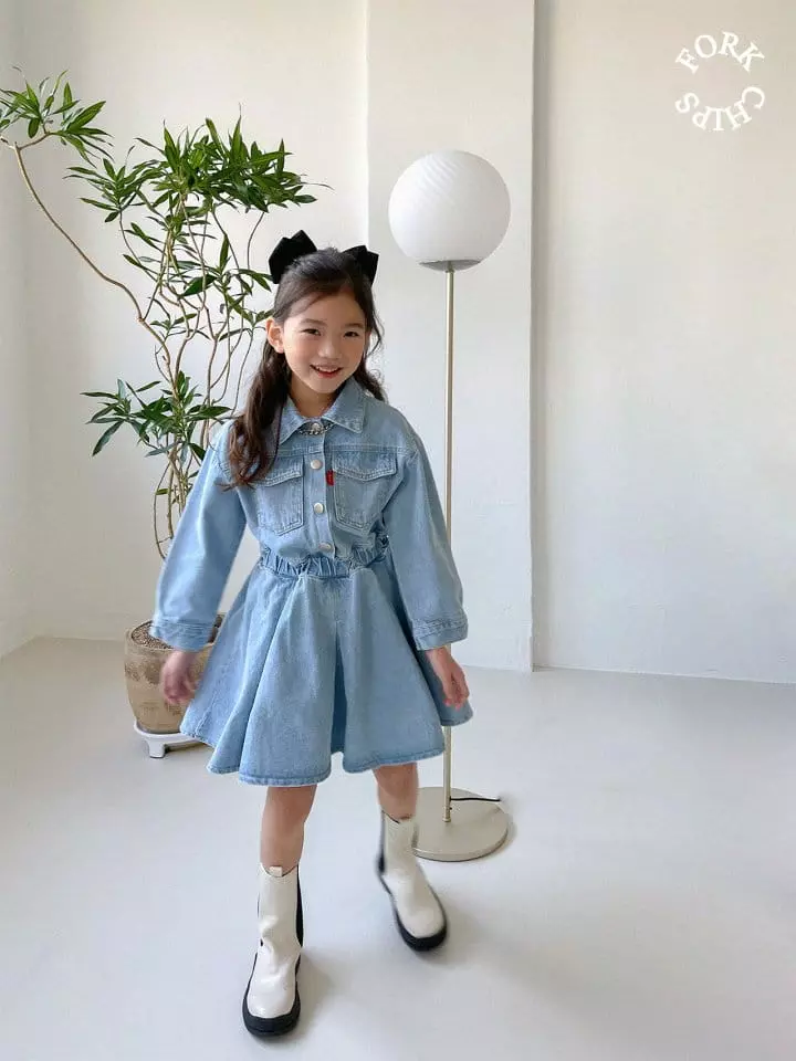 Fork Chips - Korean Children Fashion - #Kfashion4kids - Mad Denim One-piece - 7