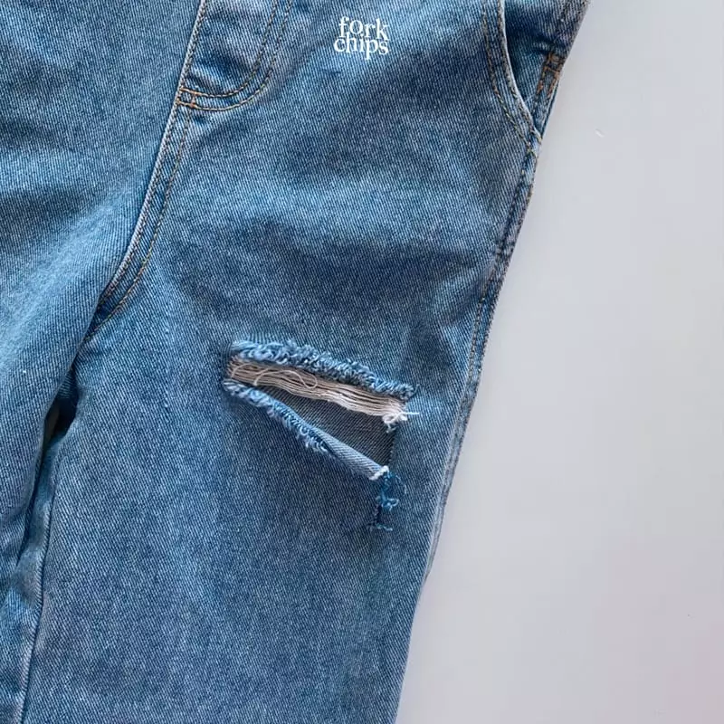 Fork Chips - Korean Children Fashion - #Kfashion4kids - River Denim Dungarees - 6