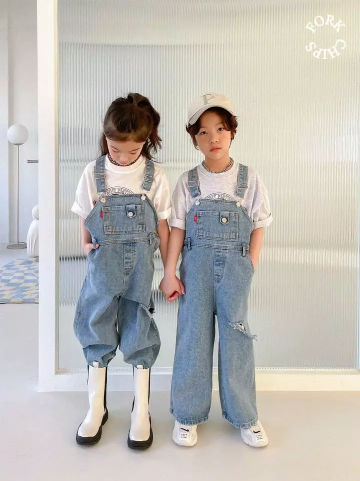 Fork Chips - Korean Children Fashion - #childofig - River Denim Dungarees - 11