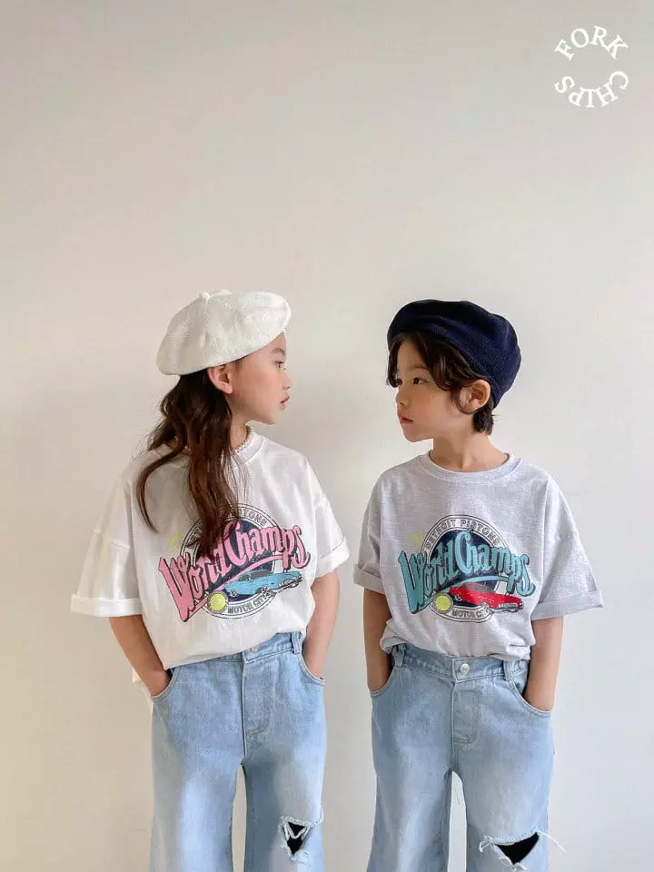 Fork Chips - Korean Children Fashion - #childrensboutique - World Short Sleeves Tee - 5