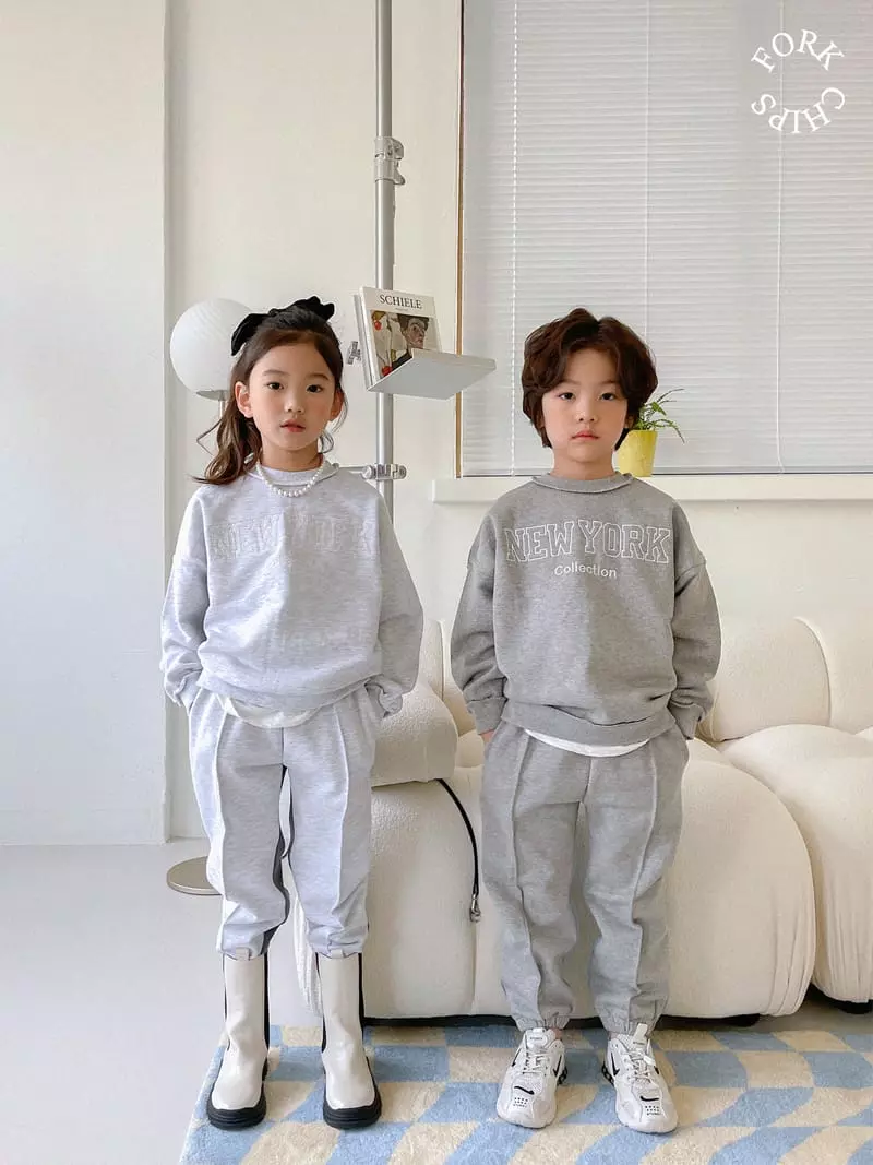 Fork Chips - Korean Children Fashion - #childrensboutique - New York Embroidery Sweatshirt - 10