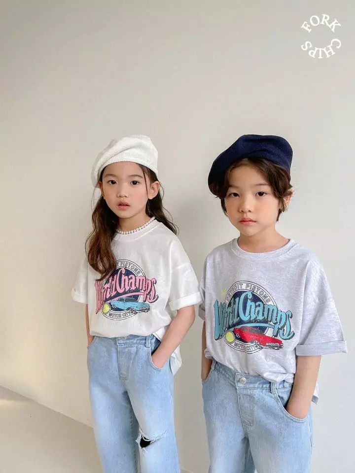 Fork Chips - Korean Children Fashion - #designkidswear - World Short Sleeves Tee - 6