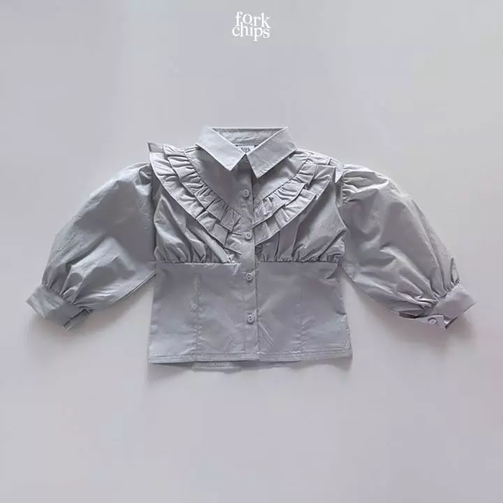 Fork Chips - Korean Children Fashion - #designkidswear - Dart Frill Blouse - 3