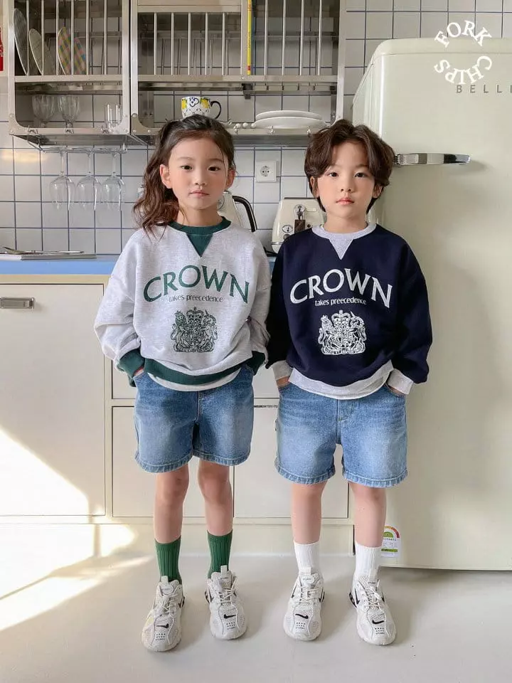 Fork Chips - Korean Children Fashion - #discoveringself - Crown Sweatshirt - 8