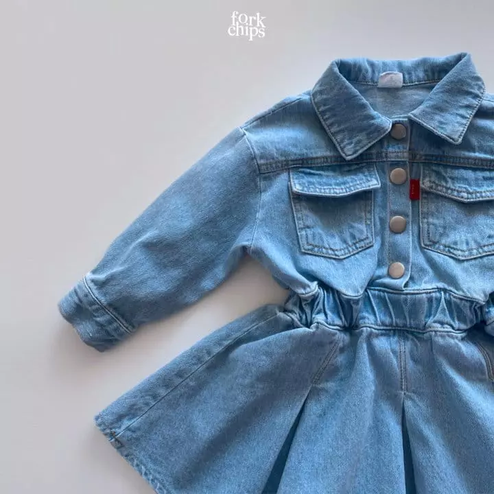 Fork Chips - Korean Children Fashion - #discoveringself - Mad Denim One-piece - 2