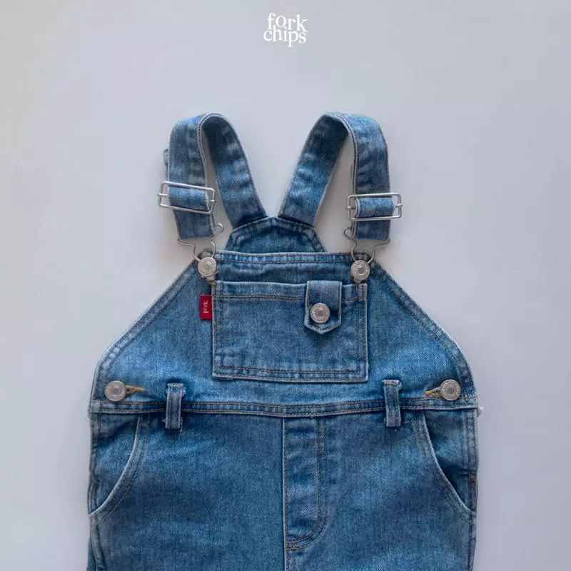 Fork Chips - Korean Children Fashion - #fashionkids - River Denim Dungarees - 2