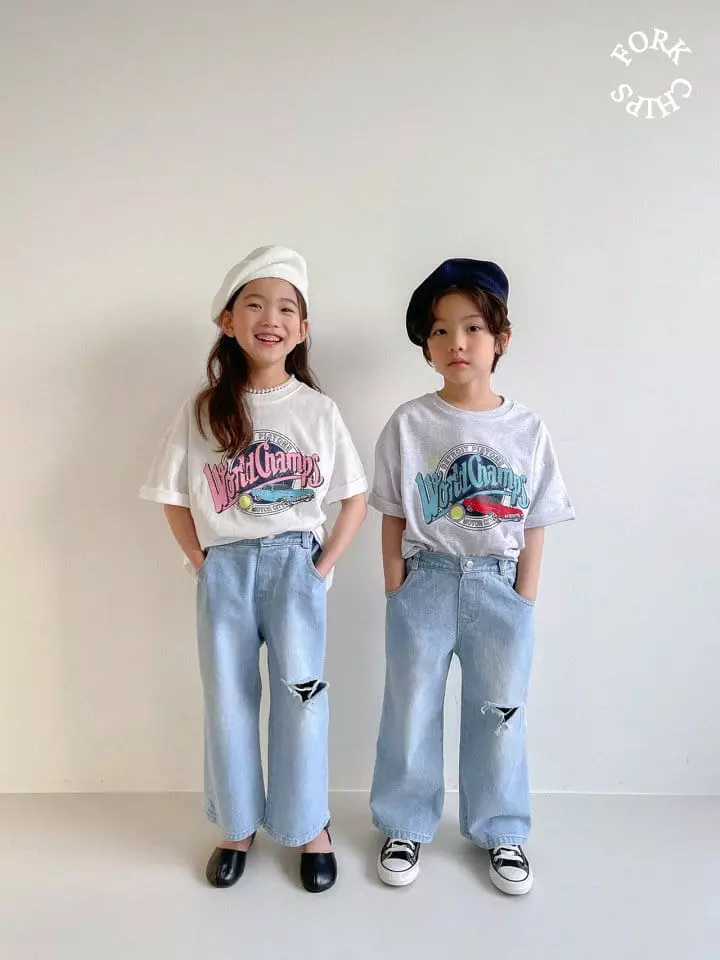 Fork Chips - Korean Children Fashion - #kidsshorts - World Short Sleeves Tee - 9